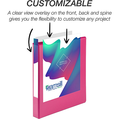 Samsill Durable 1 Inch Binder, Made in the USA, D Ring Customizable Clear View Cover, Fashion Assortment, 4 Pack, Each holds 225 Pages 1" Binder Capacity - Letter - 8 1/2" x 11" Sheet Size - 225 Sheet Capacity - 3 Ring(s) - Fastener(s): D-Ring - (MP46439)