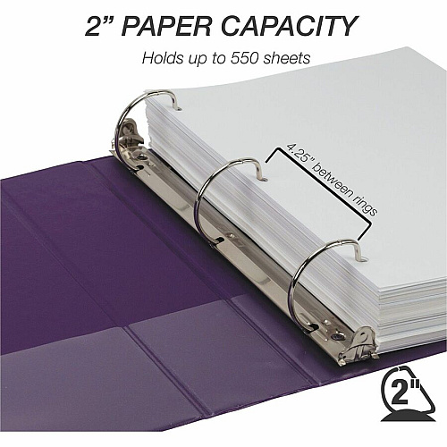 Samsill Durable 2 Inch Binder, Made in the USA, D Ring Customizable Clear View Binder, Fashion Assortment, 4 Pack, Each Holds 475Page 2" Binder Capacity - Letter - 8 1/2" x 11" Sheet Size - 475 Sheet Capacity - 3 Ring(s) - Fastener(s): D-Ring -  (MP46469)