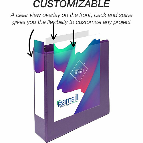 Samsill Durable 2 Inch Binder, Made in the USA, D Ring Customizable Clear View Binder, Fashion Assortment, 4 Pack, Each Holds 475Page 2" Binder Capacity - Letter - 8 1/2" x 11" Sheet Size - 475 Sheet Capacity - 3 Ring(s) - Fastener(s): D-Ring -  (MP46469)