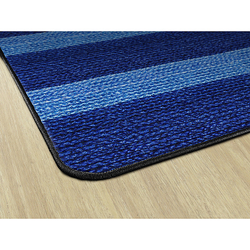 Flagship Carpets Basketweave Stripes Classroom Rug Floor Rug - 72" Length x 99.96" Width - Rectangle - Blue - Nylon - 1 Each (FA100632FS)