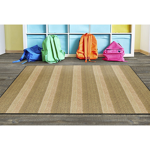 Flagship Carpets Basketweave Stripes Classroom Rug Floor Rug - 72" Length x 100.80" Width - Rectangle - Natural - Nylon - 1 Each (FA100832FS)