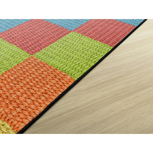 Flagship Carpets Basketweave Blocks Class Rug Floor Rug - 72" Length x 100.80" Width - Rectangle - Multi - Nylon - 1 Each (FA100932FS)