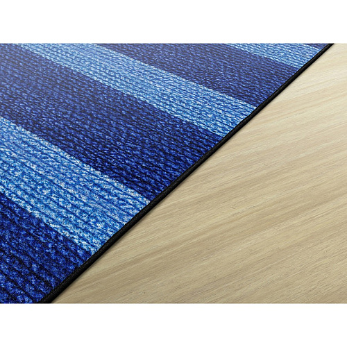 Flagship Carpets Basketweave Stripes Classroom Rug Floor Rug - 10.60 ft Length x 13.20 ft Width - Rectangle - Blue - Nylon - 1 Each (FA100658FS)