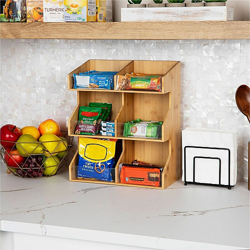 Mind Reader Bali 6-Compartment Storage Organizer (3T2TWDBRN)