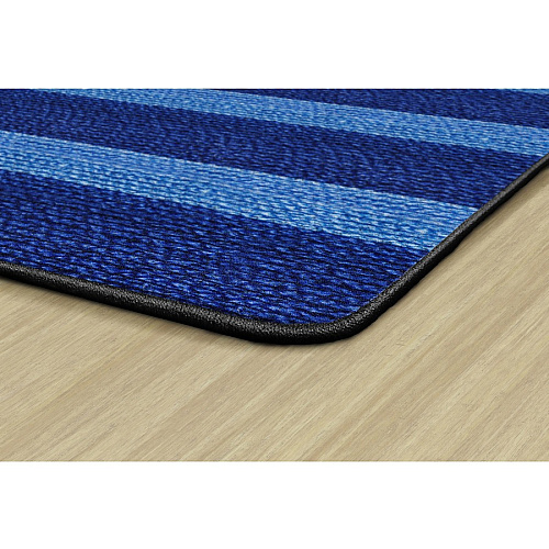 Flagship Carpets Basketweave Stripes Classroom Rug Floor Rug - 91.20" Length x 12 ft Width - Rectangle - Blue - Nylon - 1 Each (FA100644FS)