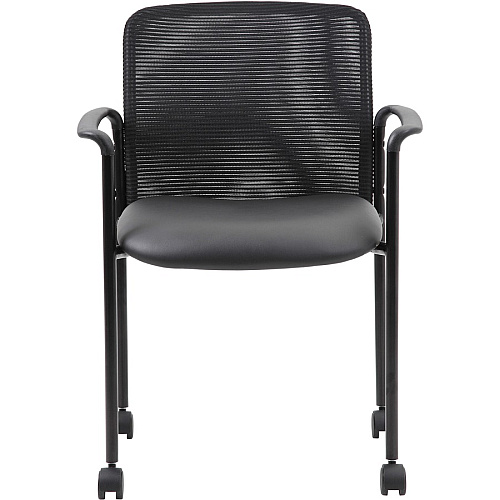 Boss Stackable Guest Chair Black Seat Color - Black Back Color - Mesh Back Material - Black Frame Color - Four-legged Base - Armrest - 1 Each (B6909RCS)