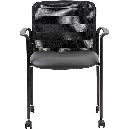 Boss Stackable Guest Chair Black Seat Color - Black Back Color - Mesh Back Material - Black Frame Color - Four-legged Base - Armrest - 1 Each (B6909RCS)