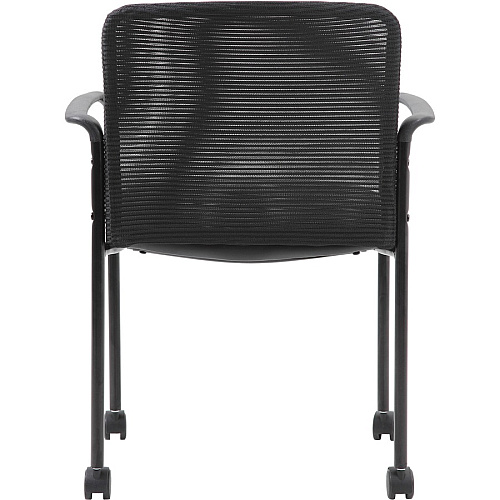 Boss Stackable Guest Chair Black Seat Color - Black Back Color - Mesh Back Material - Black Frame Color - Four-legged Base - Armrest - 1 Each (B6909RCS)
