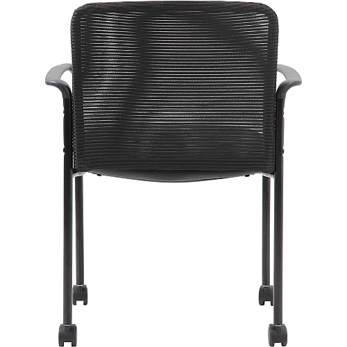 Boss Stackable Guest Chair Black Seat Color - Black Back Color - Mesh Back Material - Black Frame Color - Four-legged Base - Armrest - 1 Each (B6909RCS)
