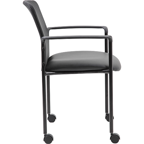 Boss Stackable Guest Chair Black Seat Color - Black Back Color - Mesh Back Material - Black Frame Color - Four-legged Base - Armrest - 1 Each (B6909RCS)