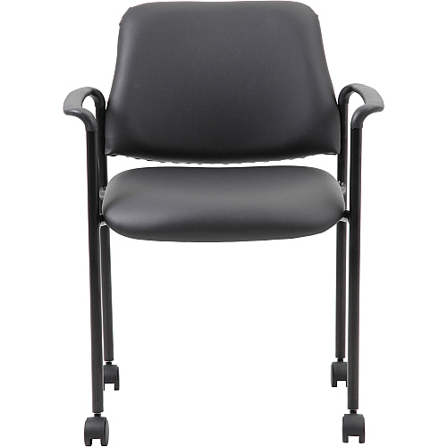 Boss Diamond Stacking Chair Black Seat Color - Vinyl Seat Material - Black Back Color - Vinyl Back Material - Black Frame Color - Tubular Steel Frame Material - Four-legged Base - Armrest - 1 Each (B9503RCS)