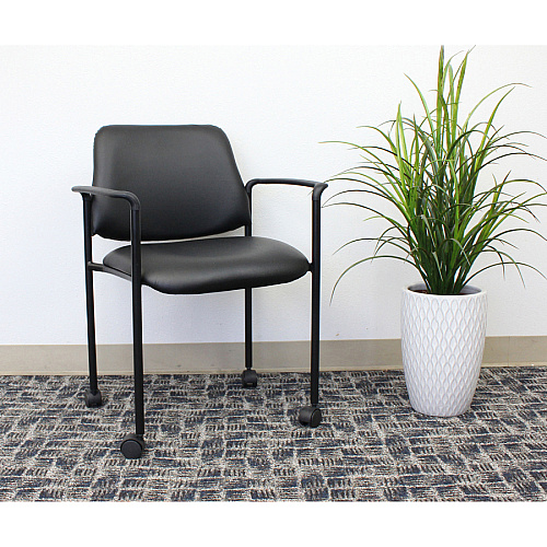 Boss Diamond Stacking Chair Black Seat Color - Vinyl Seat Material - Black Back Color - Vinyl Back Material - Black Frame Color - Tubular Steel Frame Material - Four-legged Base - Armrest - 1 Each (B9503RCS)