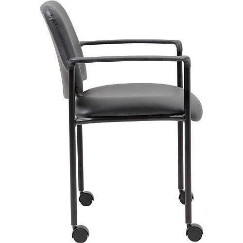 Boss Diamond Stacking Chair Black Seat Color - Vinyl Seat Material - Black Back Color - Vinyl Back Material - Black Frame Color - Tubular Steel Frame Material - Four-legged Base - Armrest - 1 Each (B9503RCS)