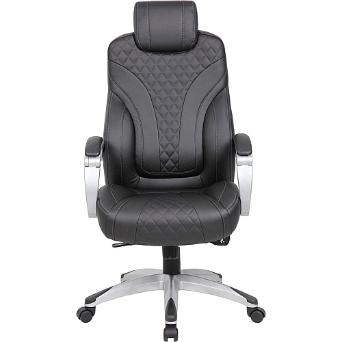 Boss Hinged Arm Executive Chair Black Seat Color - Vinyl Seat Material - Black Back Color - 5-star Base - Armrest - 1 Each (B8871BK)