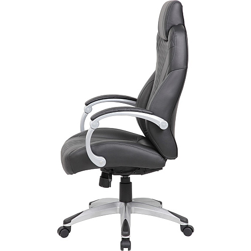 Boss Hinged Arm Executive Chair Black Seat Color - Vinyl Seat Material - Black Back Color - 5-star Base - Armrest - 1 Each (B8871BK)