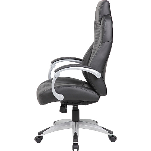 Boss Hinged Arm Executive Chair Black Seat Color - Vinyl Seat Material - Black Back Color - 5-star Base - Armrest - 1 Each (B8871BK)