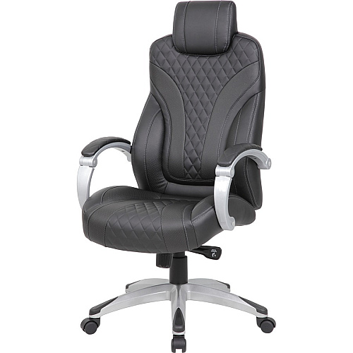 Boss Hinged Arm Executive Chair Black Seat Color - Vinyl Seat Material - Black Back Color - 5-star Base - Armrest - 1 Each (B8871BK)