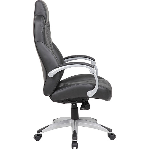 Boss Hinged Arm Executive Chair Black Seat Color - Vinyl Seat Material - Black Back Color - 5-star Base - Armrest - 1 Each (B8871BK)