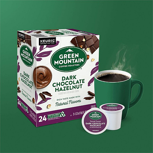 Green Mountain Coffee Roasters&reg; K-Cup Dark Chocolate Hazelnut Coffee Compatible with K-Cup Brewer, Keurig Brewer - Medium - 24 / Box (9140)