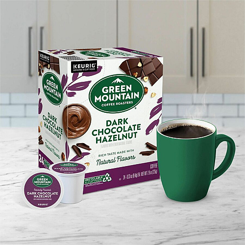 Green Mountain Coffee Roasters&reg; K-Cup Dark Chocolate Hazelnut Coffee Compatible with K-Cup Brewer, Keurig Brewer - Medium - 24 / Box (9140)
