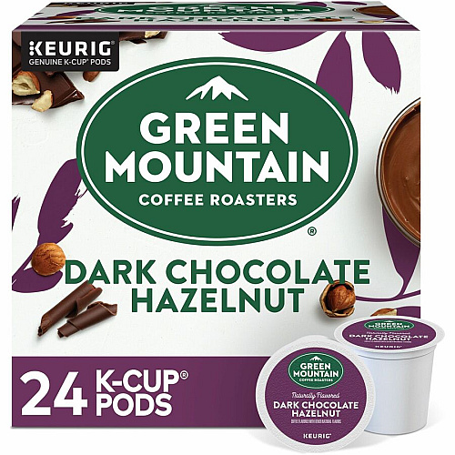 Green Mountain Coffee Roasters&reg; K-Cup Dark Chocolate Hazelnut Coffee Compatible with K-Cup Brewer, Keurig Brewer - Medium - 24 / Box (9140)