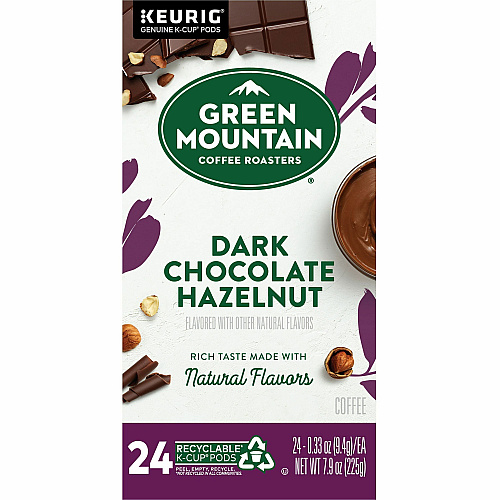 Green Mountain Coffee Roasters&reg; K-Cup Dark Chocolate Hazelnut Coffee Compatible with K-Cup Brewer, Keurig Brewer - Medium - 24 / Box (9140)