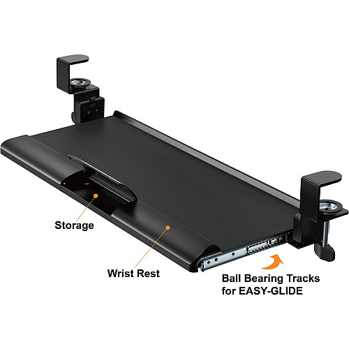 Kantek Clamp Mount for Keyboard - Black Metal - 1 Each (KT175)