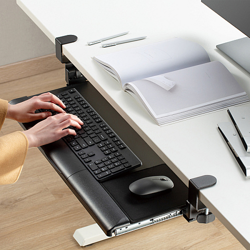Kantek Clamp Mount for Keyboard - Black Metal - 1 Each (KT175)
