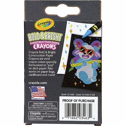 Crayola Construction Paper Crayons Art, Paper, Cardboard - Recommended For 3+ Year - 3.60" Length - Assorted - Paper - 24 / Pack (523463)