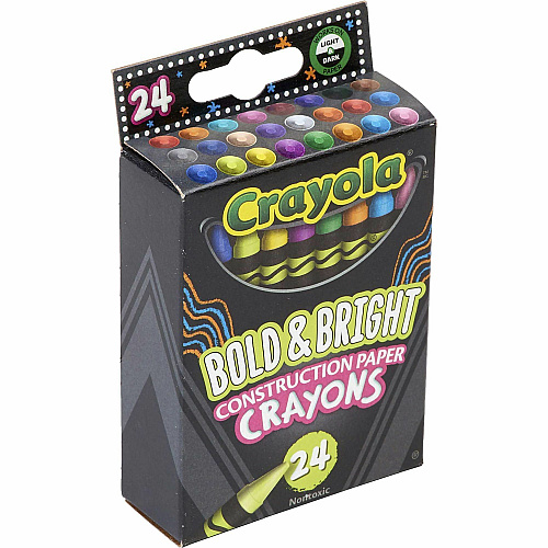 Crayola Construction Paper Crayons Art, Paper, Cardboard - Recommended For 3+ Year - 3.60" Length - Assorted - Paper - 24 / Pack (523463)