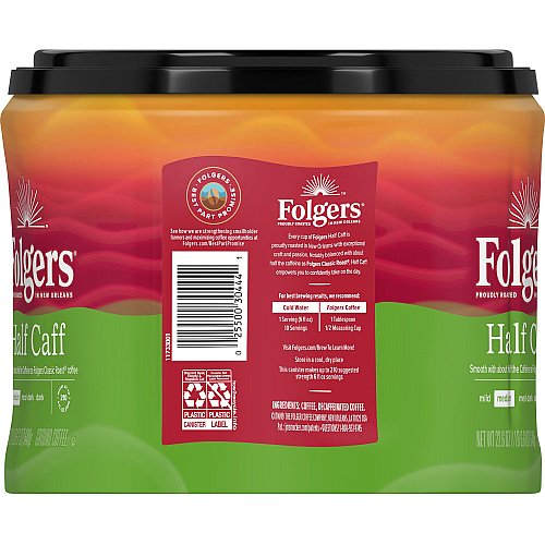Folgers&reg; 1/2 Caff Coffee Medium - 22.6 oz - 1 Each (30444)