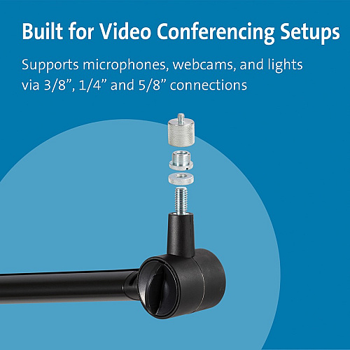 Kensington A1020 Mounting Arm for Microphone, Webcam, Lighting System, Camera, Telescope - Black 1 Each (87652)