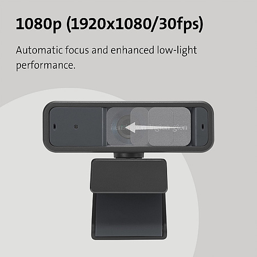 Kensington W2050 Webcam - 30 fps - Black - USB Type C - 1 Pack(s) 1920 x 1080 Video - Auto-focus - 360&deg; Angle - 2x Digital Zoom - Microphone - For Notebook, Computer (81176)