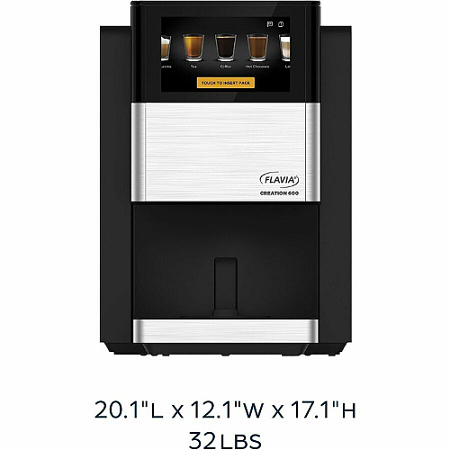 Flavia&reg; C600 Coffee Machine Brewer, 7" Touchscreen, Single-Serve Multi-serve - Frother - Black (18000565)