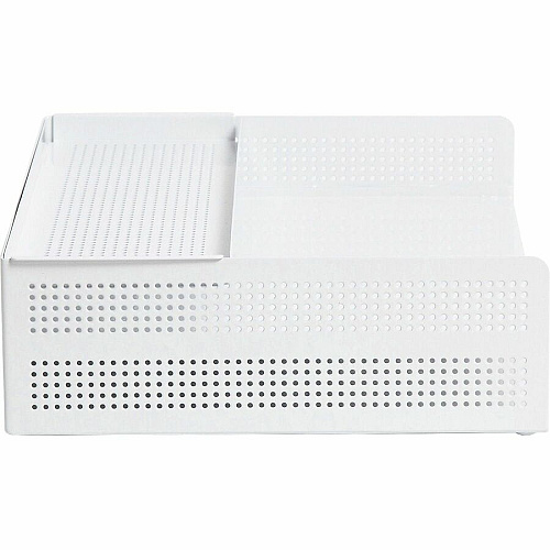 U Brands Perforated Paper Tray 3.30" Height x 12.10" Width x 9.50" Depth - Durable - White - Metal - 1 Each (5718U0106)