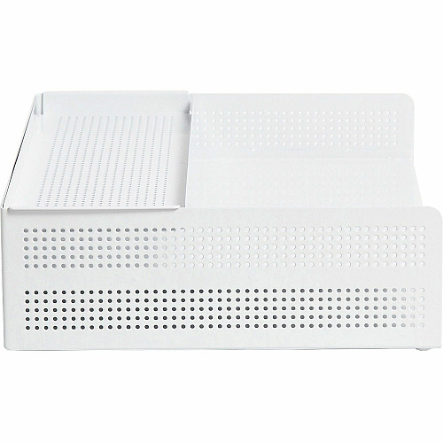 U Brands Perforated Paper Tray 3.30" Height x 12.10" Width x 9.50" Depth - Durable - White - Metal - 1 Each (5718U0106)