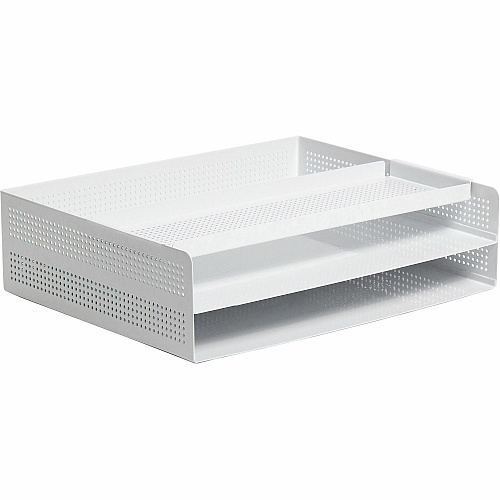 U Brands Perforated Paper Tray 3.30" Height x 12.10" Width x 9.50" Depth - Durable - White - Metal - 1 Each (5718U0106)