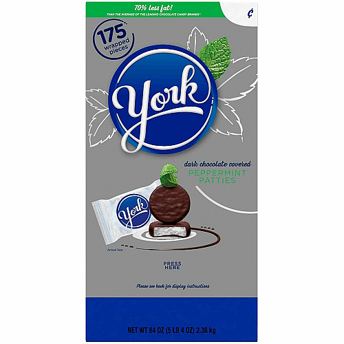 YORK Peppermint Paddies Peppermint, Dark Chocolate - 5.25 lb - 175 / Carton (22000057)