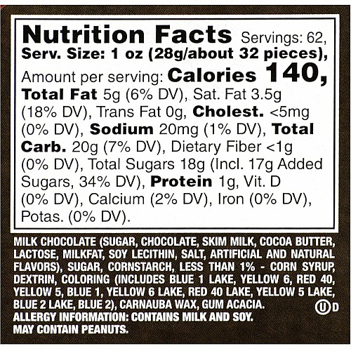 M&M's Plain Milk Chocolate Candies Milk Chocolate - 3.87 lb - 1 Carton (20900059)