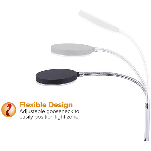 Bostitch Metal Gooseneck Desk Lamp, Black LED Bulb - Polished Metal - Gooseneck, Flicker-free, Glare-free Light, Adjustable Head, Flexible Neck, Adjustable Brightness, Eco-friendly - Metal - Desk Mountable, Table Top - Black - for Desk, Table (VLED1800BK)