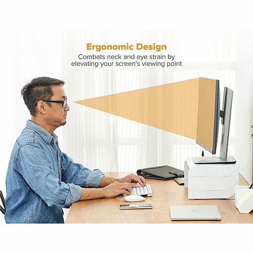 Stanley-Bostitch Adjustable Monitor Stand Up to 30" Screen Support - 25 lb Load Capacity - White (KTSTANDWHT)