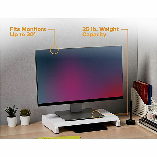 Stanley-Bostitch Adjustable Monitor Stand Up to 30" Screen Support - 25 lb Load Capacity - White (KTSTANDWHT)
