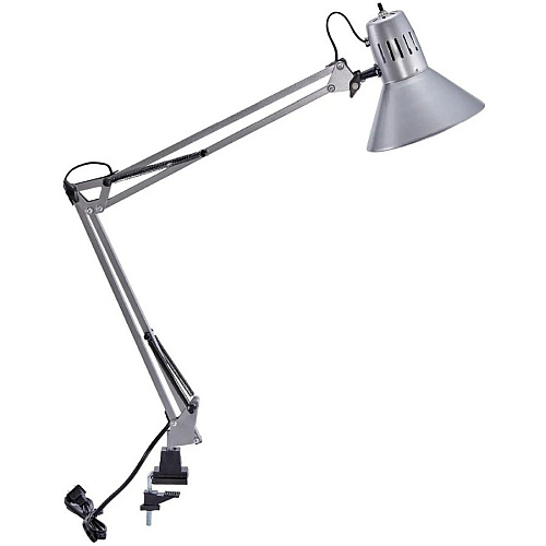 Bostitch Swing Arm Desk Lamp with Clamp, Silver 36" Height - 9 W LED Bulb - Adjustable Arm, Durable, Flicker-free, Glare-free Light, Flexible Arm - 700 lm Lumens - Metal - Desk Mountable, Surface Mount - Silver - for Office, Classroom, Dorm, H (VLF100SLV)