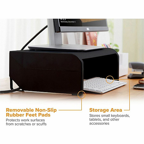 Stanley-Bostitch Adjustable Monitor Stand Up to 30" Screen Support - 25 lb Load Capacity - Black (KTSTANDBLK)