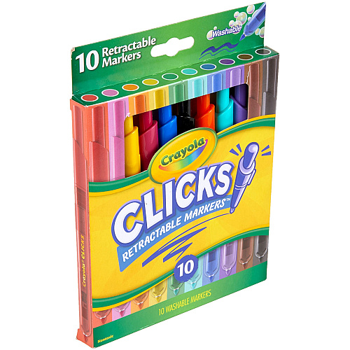 Crayola Marker 4 mm Chisel, Conical Marker Point - Retractable - Washable - Assorted Ink - Water Based - Assorted Plastic Barrel - 10 / Pack (588370)