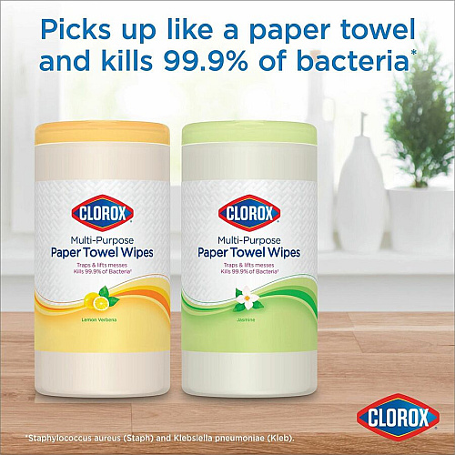 Clorox Multipurpose Paper Towel Wipes Lemon Verbena Scent - Pre-moistened, Textured, Residue-free - White - 75 Tub - 1 Each (32578)