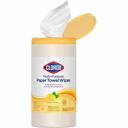 Clorox Multipurpose Paper Towel Wipes Lemon Verbena Scent - Pre-moistened, Textured, Residue-free - White - 75 Tub - 1 Each (32578)