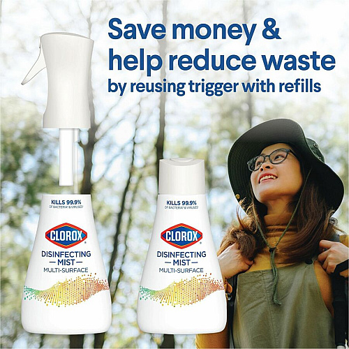 Clorox Disinfecting, Sanitizing, and Antibacterial Mist 16 fl oz (0.5 quart) - Eucalyptus Peppermint Scent - Non-aerosol, Bleach-free - White - 1 Each (60152)
