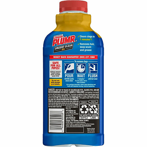 Liquid Plumr Liquid-Plumr Urgent Clear Pro-Strength Clog Remover 17 fl oz (0.5 quart) - Blue Bottle - 1 Each (30548)
