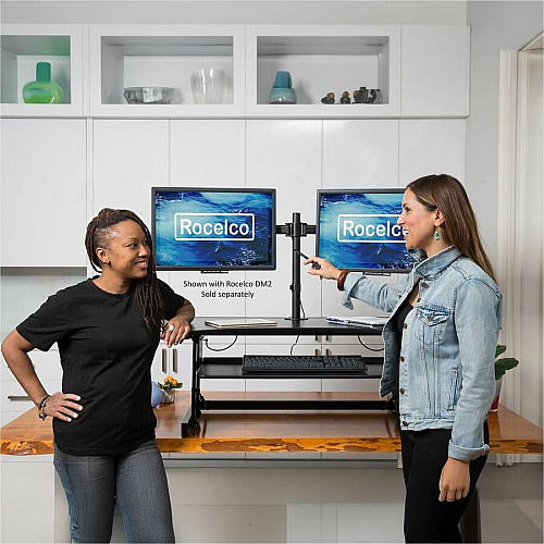 Rocelco DADR 37.4" Deluxe Adjustable Desk Riser 17" Height x 37.40" Width x 23.30" Depth - Desk - Black - For Monitor, Notebook, Office, Workstation, Medical, Home Office, Student, Keyboard - Sit-stand, Sturdy, Ergonomic, Keyboard Tray, Grommet,  (RDADRB)